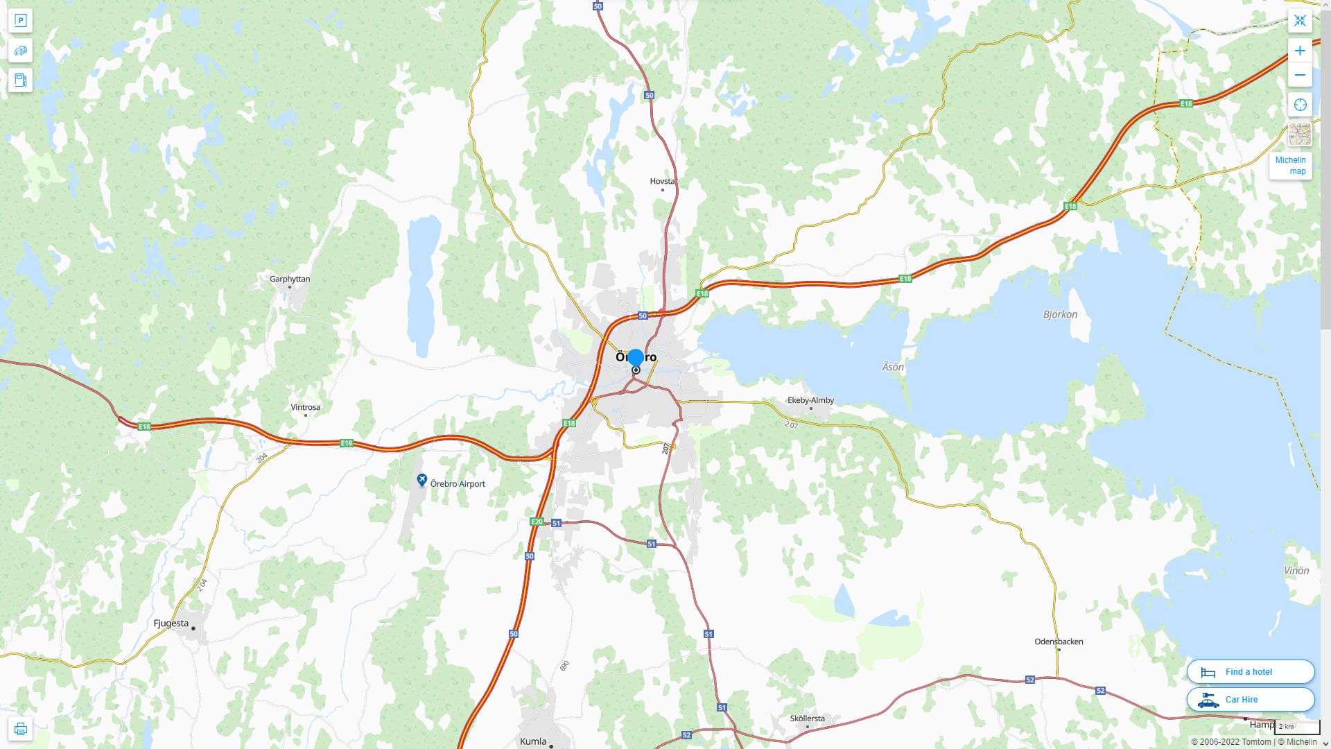 Orebro Highway and Road Map